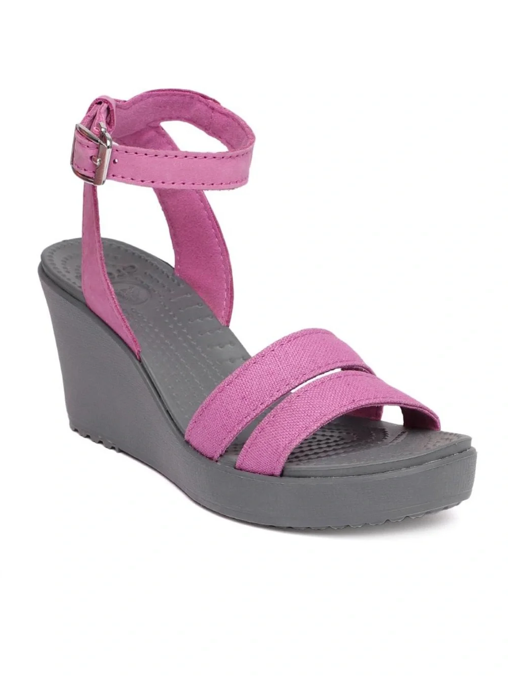 CROCS Leigh II Women’s Ankle-Strap Wedge Sandals Purple & Gray Size 8